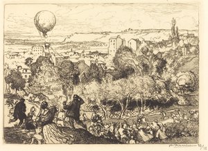 Den fallende ballongen, i Pre-Saint-Gervais av Auguste Lepere