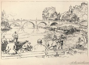 Vanningsplassen ved Pont Marie, 1915 av Auguste Louis Lepère