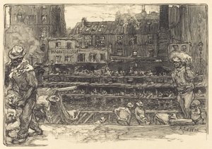 Lossing, Canal St. Martin Gipsavlastere, Canal Saint-Martin, 1890. av Auguste Lepere