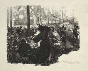 14. juli, Rue de Belleville, kl. 10.00 av Auguste Louis Lepère
