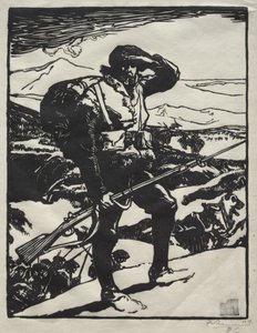 Alpine Hunter ser på Rhinsletten av Auguste Louis Lepère