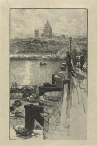 [Fiskere på en brygge, Paris] av Auguste Louis Lepère