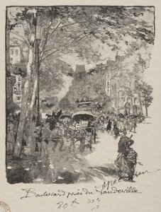 Boulevarden nær Vaudeville av Auguste Louis Lepère