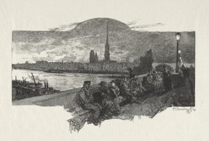 Illustrert Rouen: The Bridge of Stones av Auguste Louis Lepère