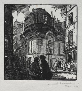 Utsikt over Hotel Colbert av Auguste Louis Lepère