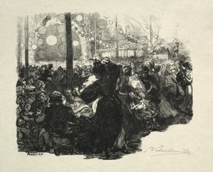 14. juli, Rue de Belleville, kl. 10.00 av Auguste Louis Lepère