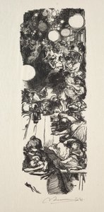 14. juli, Rue de Belleville, midnatt av Auguste Louis Lepère