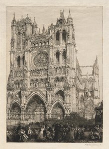 Amiens katedral, inventardagen, 1887. av Auguste Louis Lepère