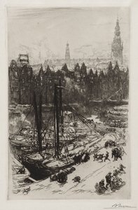 Amsterdam, utsikt over Victoria Hotel. av Auguste Louis Lepère