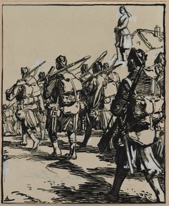 Battle of the Borders: gruppe britiske soldater, 1914. av Auguste Louis Lepère