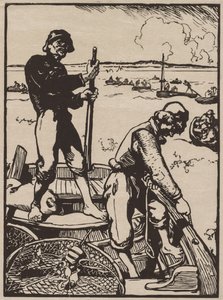 Fiske etter reker. av Auguste Louis Lepère