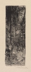 Fontainebleau-skogen: skjæring av furu av Auguste Louis Lepère