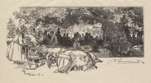 Fontainebleau-skogen: Mother Pichards kantine av Auguste Louis Lepère