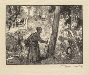 Fontainebleau-skogen: Soppjegere ved Rocher Bernard La Forêt de Fontainebleau..., 1890.