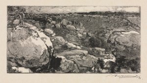 Fontainebleau-skogen: The Cirque of Long-Rocher av Auguste Louis Lepère