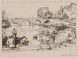 Vanningsplassen ved Pont Marie, 1912. av Auguste Louis Lepère