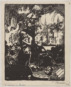 Louvain-brannen av Auguste Louis Lepère