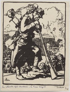 Retreatet etter Charleroi... av Auguste Louis Lepère
