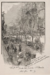 The Boulevards, nær Porte St. Denis. av Auguste Louis Lepère
