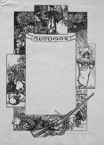 Paris Almanac, 1897: Dekorativ kant, høst av Auguste Louis Lepère
