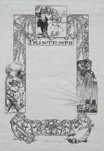 Paris Almanac, 1897: Dekorativ kant, vår av Auguste Louis Lepère