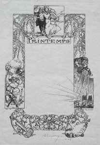 Paris Almanac, 1897: Dekorativ grense, vår, 1897. av Auguste Louis Lepère