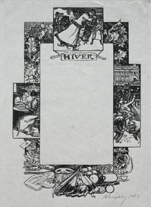Paris Almanac, 1897: Dekorativ kant, vinter av Auguste Louis Lepère