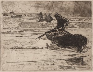 Fiskere på flukt før stormen av Auguste Louis Lepère