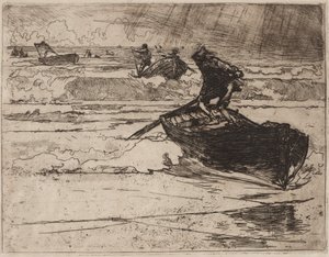 Fiskere på flukt før stormen, 1892. av Auguste Louis Lepère