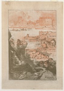 [Bønder ved en brygge, Paris] av Auguste Louis Lepère