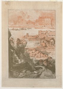 [Bønder ved en brygge, Paris]. av Auguste Louis Lepère