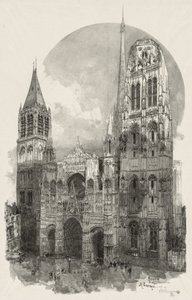 Illustrert Rouen: Katedralen i Rouen, 1888. av Auguste Louis Lepère