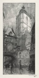 Illustrert Rouen: Den store klokken av Auguste Louis Lepère