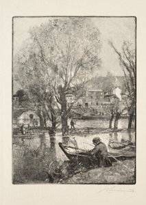 Et hjørne av Billancourt Island. av Auguste Louis Lepère