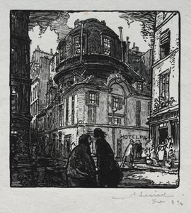 Utsikt over Hotel Colbert av Auguste Louis Lepère