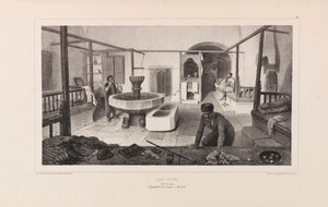 Tatarisk bad, hvilerom. Fra Voyage dans la Russie av Anatole de Demidoff, 1837. av Auguste Raffet