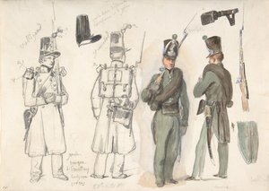 Uniformer av sivilgarden i Courtray, Belgia, 1832.