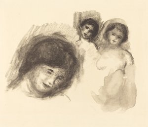 Stein med tre skisser av Auguste Renoir