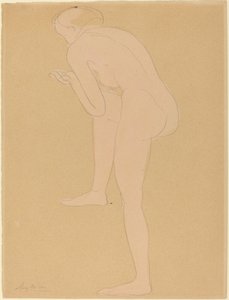Figur som bøyer seg fremover med høyre kne hevet av Auguste Rodin