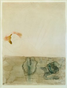 Naken med en slange (akvarell og blyant av Auguste Rodin