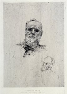Portrett av Victor Hugo (1802-1885), illustrasjon fra The Gazettes de beaux Arts av Auguste Rodin