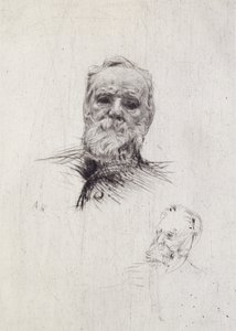 Portrett av Victor Hugo (1802-85) (litho) av Auguste Rodin