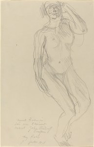 Sittende kvinne naken ser fremover av Auguste Rodin