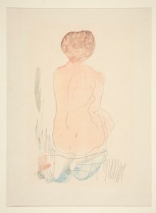 Sittende naken, sett fra baksiden av Auguste Rodin