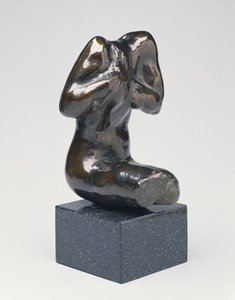 Liten sittende kvinnelig overkropp, moderne støpt (bronse) av Auguste Rodin