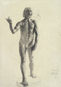 St. Johannes døperen, 1880 (svart blekk med grafitt på papir) av Auguste Rodin