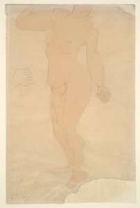 Stående naken (hodet delvis kuttet av kanten på papiret) av Auguste Rodin