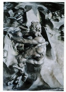 The Gates of Hell, detalj av Ugolino og hans sønner, venstre midtpanel, ca. 1887 bronse