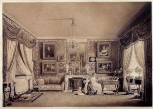 Soverom til hertuginnen av Berry på Tuileriene. Tegning av Auguste Garneray (1785-1824)