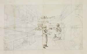 På kjøkkenet (blyant og penn og blekk på papir) av Auguste Theodule Ribot